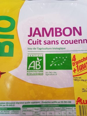 Auchan bio jambon sup dd 4t+1t ofrt 175g
