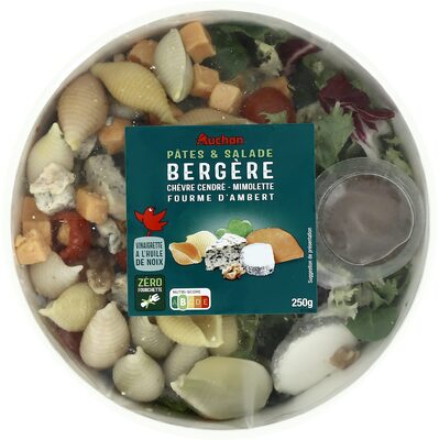 Pâtes et Salades BergèreChèvre cendré - Mimolette - Fourme d'AmbertVinaigrette à l'huile de noix