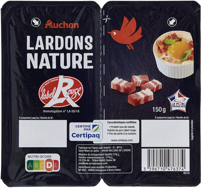 Lardons nature qualité supérieure Label Rouge