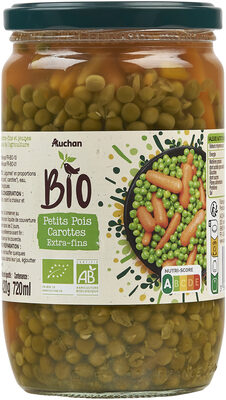 Petits pois extra-fins et jeunes carottes issus de l'agriculture biologique