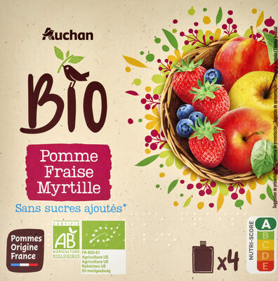 Auchan purée pomme fraise myrtille bio
