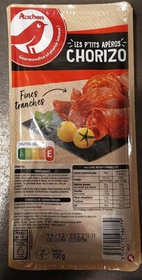 Auchan chorizo les fines tranches 100g