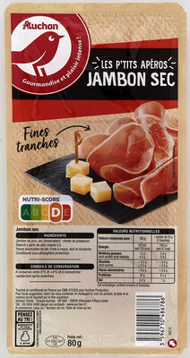 Auchan jambon sec les fines tranche 80g