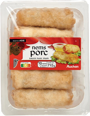 RECETTE D'ASIE10 nems au porc avec sauce nuoc mam PICTO : 10 nems + 2 sachets de sauce