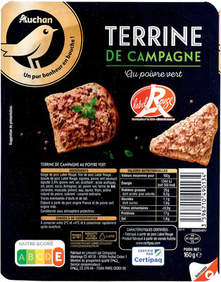 Terrine de campagne au poivre vert label rouge vpf 160g