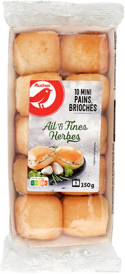 Auchan 10 mini-pains briochés ail et fines herbes 150g