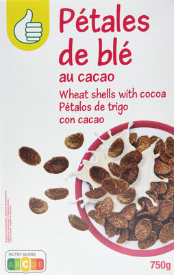 Pétales de céréales extrudées au cacao, goût chocolat