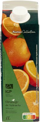 100% Pur Jus Orange IGP ValenciaSans sucres ajoutés** Comme tous les jus de fruits. Contient les sucres naturellement présents dans les fruits.Riche en Vitamine C
