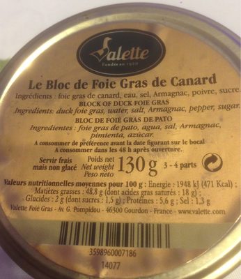 Le bloc de foie gras de canard