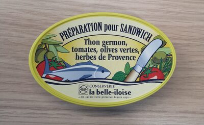 Préparation pour sandwich  Thon germon, tomates, olives vertes, herbes de Provence