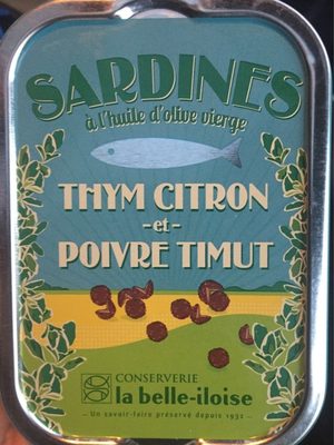 Sardines à l'huile d'olive vierge thym citron et poivre timut