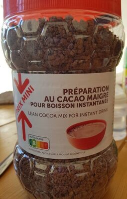 Préparation au cacao maigre pour boisson instantanée