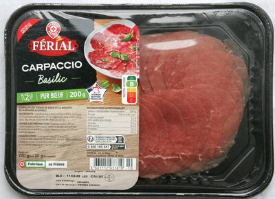 Carpaccio de boeuf Ferial Au basilic origine France