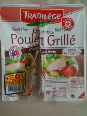 Émincés de Poulet Grillé (+ 20 % Gratuits)
