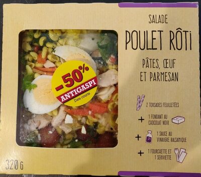 Salade Poulet Rôti pâtes, oeuf et parmesan