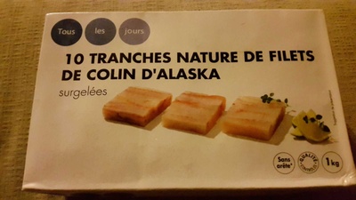 10 Tranches nature de filets de colin d' Alaska surgelées