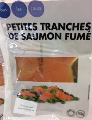 Petites tranches de saumon atlantique d’élevage fumé, décongelé