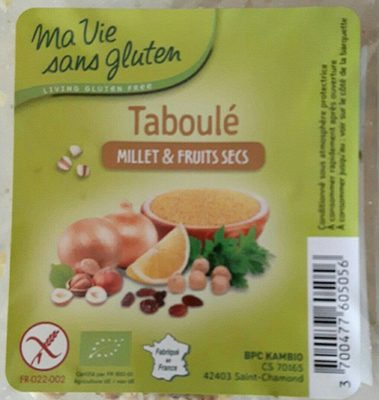 Taboulé Sans Gluten Millet, Fruits Secs
