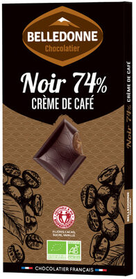 Tablette chocolat noir 74% crème de café
