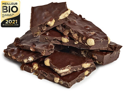 Tablette à casser chocolat noir 57% amandes noisettes raisin