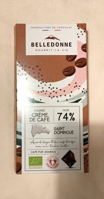 Tablette de chocolat noir fourrage crème de café 74%