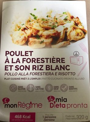 Poulet a la forestière et son riz blanc