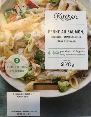 Penne au saumon, brocolis, tomates séchées, crème de fenouil