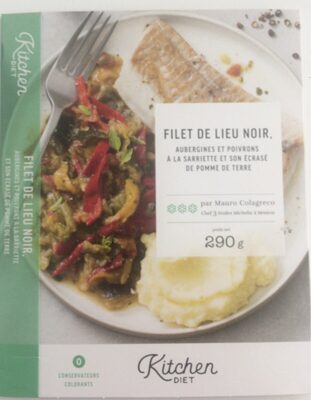 Filet de lieu noir, aubergines et poivrons à la sarriette et son écrasé de pomme de terre