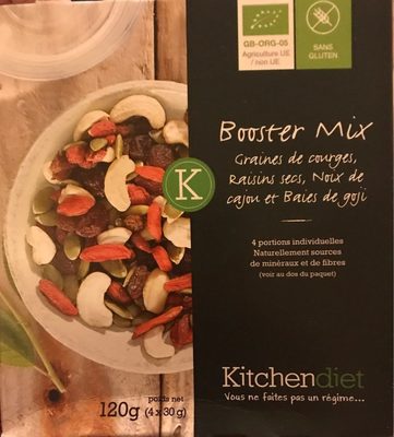 Booster Mix Bio Sans Gluten : Graines de Courges, raisins, Noix de cajou et Goji