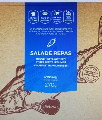 Salade repas orecchiette au thon et ses petits legumes vinaigrette aux herbes