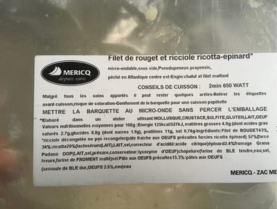 Filet de rouget/ ricciole ricotta-épinard