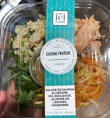 Salade de saumon, riz, boulgour, julienne de legumed