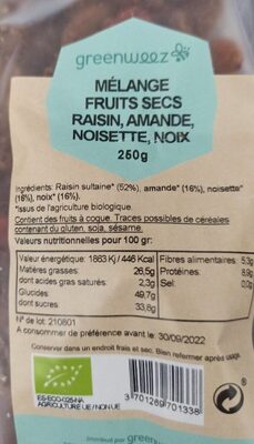 Mélange fruits secs raisin noix noisettes amandes