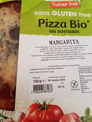 Pizza Bio au Sarrasin Margarita