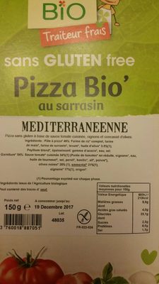 Pizza Bio' au Sarrasin Méditerranéenne