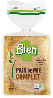 PAIN MIE SANDWICH BIO* COMPLET Sans sucres ajoutés 500G