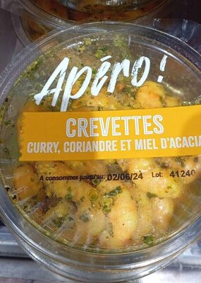 Crevettes curry, coriandre et miel d'acacia
