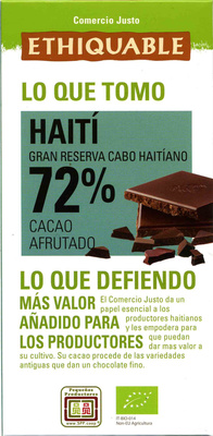 Chocolate negro Haití 72% cacao