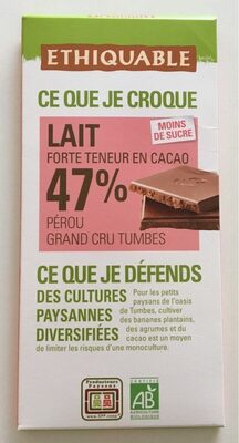 Chocolat Au Lait 47% Grand Cru Pérou Bio & équitable