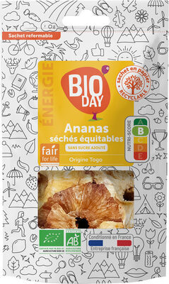Ananas séchés en morceaux "Equitable Fair For Life" Togo BIO sachet 125g Filière