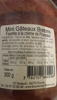 Minis gateaux Bretons fourres pruneaux GUILLEMOT, 6 pieces