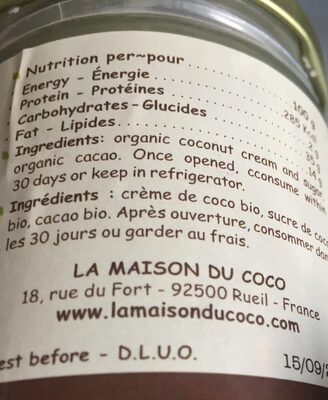 Tartinade Coco & Chocolat