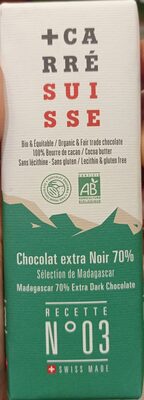 Chocolat Extra Noir 70% Sélection de Madagascar