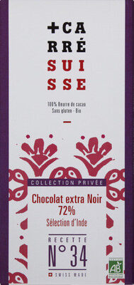 Chocolat extra noir 72% bio d'Inde recette N°34