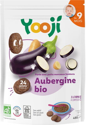 Purée surgelée d'aubergine bio avec petits morceaux fondants pour bébé dès 9 mois