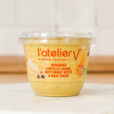 Houmous lentille jaune, butternut rôtie & baie timur
