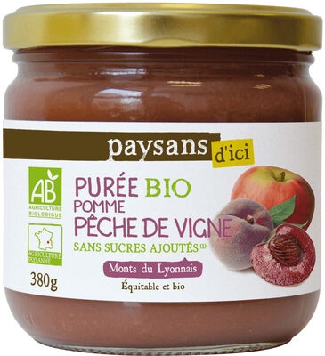 Purée bio pomme pêche de vigne sans sucres ajoutés