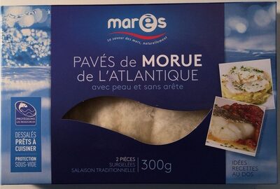 Pavés de morue de l’Atlantique avec peau et sans arête