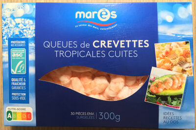 Queues de crevettes tropicales cuites