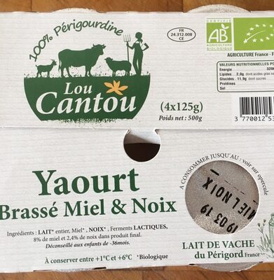 Yaourt brassé miel et noix